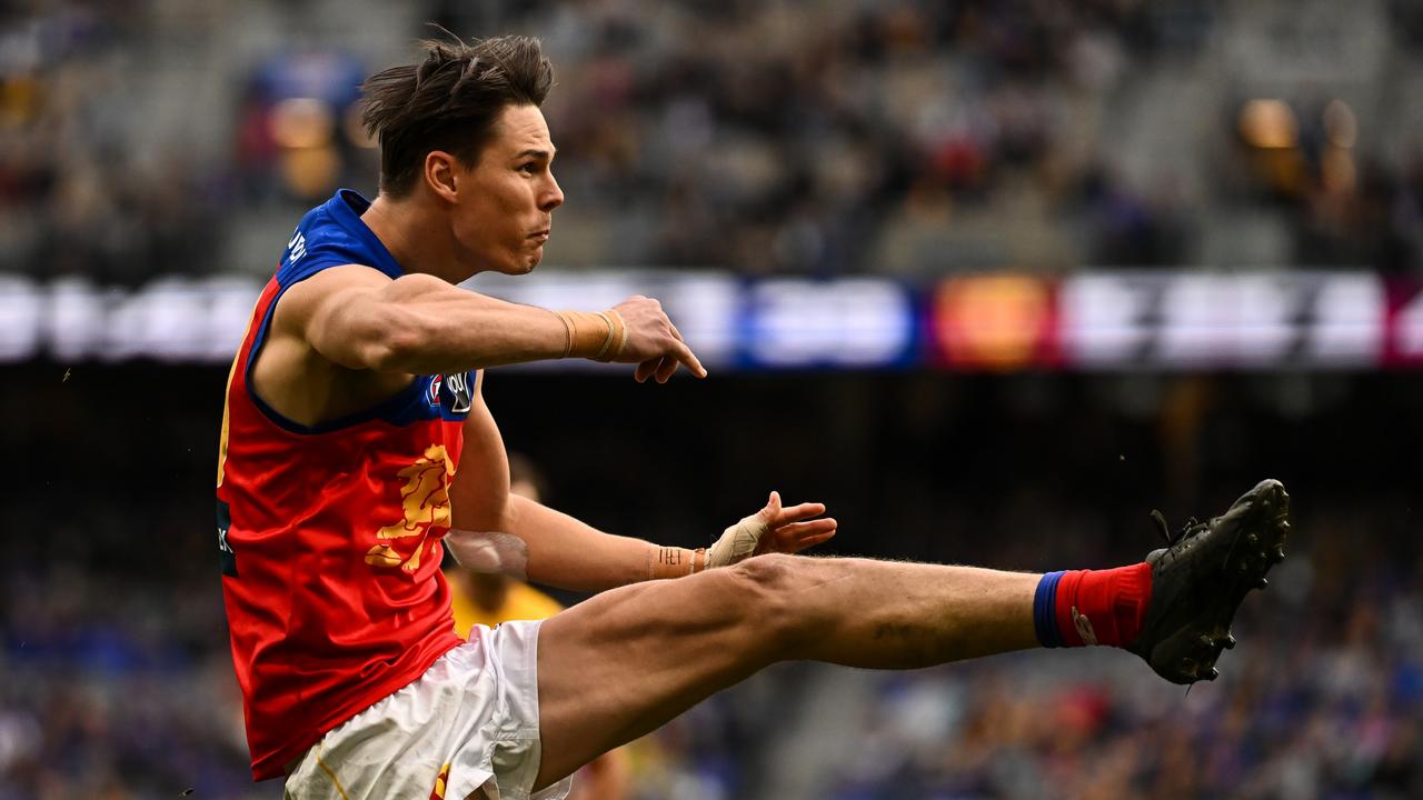 The Lions may shift Eric Hipwood from the forwards to a depleted defensive unit. Picture: Daniel Carson/AFL Photos via Getty Images