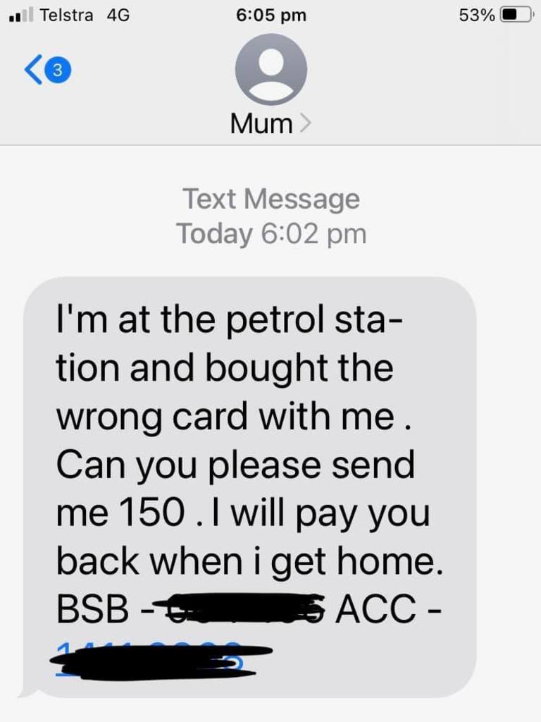 Another example of a ‘Hi Mum’ scam. Picture: Facebook