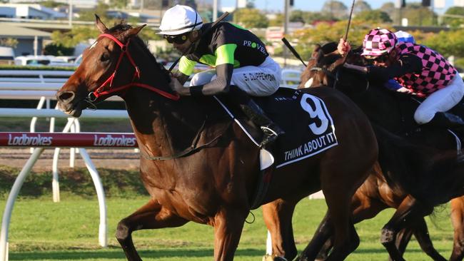 Joe Pride has put a Stradbroke Handicap defence on the agenda for Think About It. Picture: Grant Guy