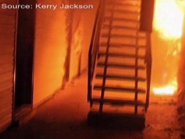 Blaze ... an apartment complex in Birmingham, Alabama, was engulfed by flames on Christmas Day. Picture: Kerry Jackson