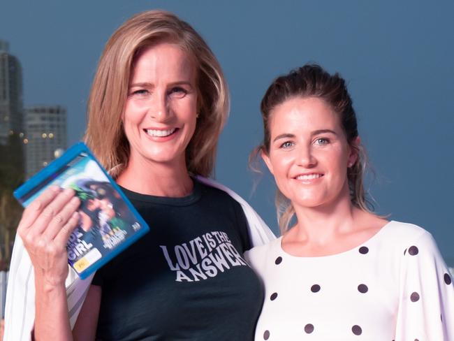 Ride Like a Girl director Rachel Griffiths and Melbourne Cup-winning jockey Michelle Payne on the beach in Surfers Paradise for the screening of Ride Like a Girl on January 6, 2020. Picture by Luke Marsden.