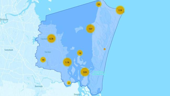 A Queensland Police Service map showing the latest crime offences for Redland City Council area for the past 12 months. Graphic: QPS