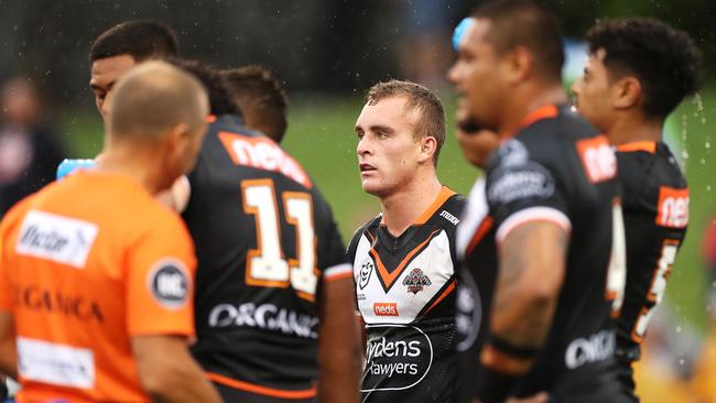 Jacob Liddle’s future at Wests Tigers appears clouded. Picture: Mark Kolbe/Getty Images