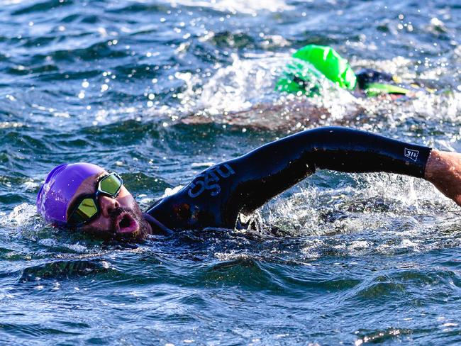 Competitors in the Ironman 70.3 Tasmania in Hobart Picture: Linda Higginson