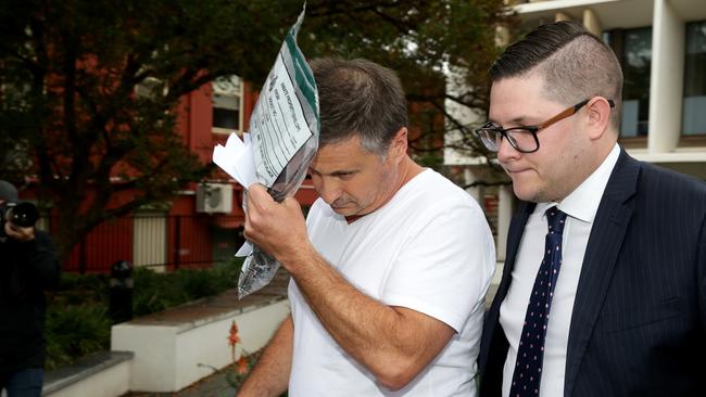 Vittorio Cuoco (left) leaving Wollongong Local Court in April. Picture: Jonathan Ng