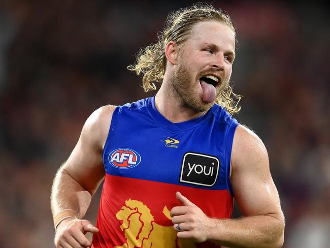 MELBOURNE, AUSTRALIA - SEPTEMBER 09: Daniel Rich of the Lions celebrates winning the AFL Second Semifinal match between the Melbourne Demons and the Brisbane Lions at Melbourne Cricket Ground on September 09, 2022 in Melbourne, Australia. (Photo by Quinn Rooney/Getty Images)