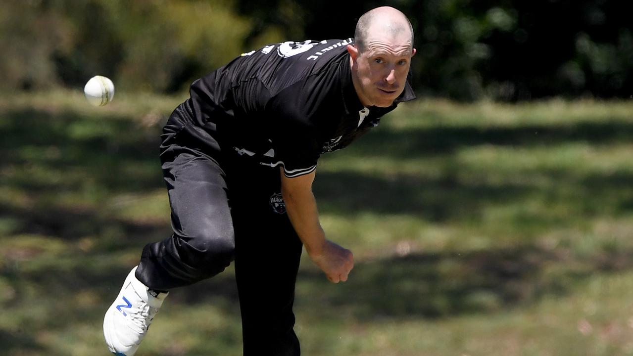 Premier - Camberwell captain Andrew Fekete sends one down. Picture: Andy Brownbill