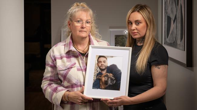 Leanne Giuffre and daughter Rhiannon Priddle are heartbroken after wild scenes at their son and brother Ryan Bishop's funeral. Picture: Brad Fleet