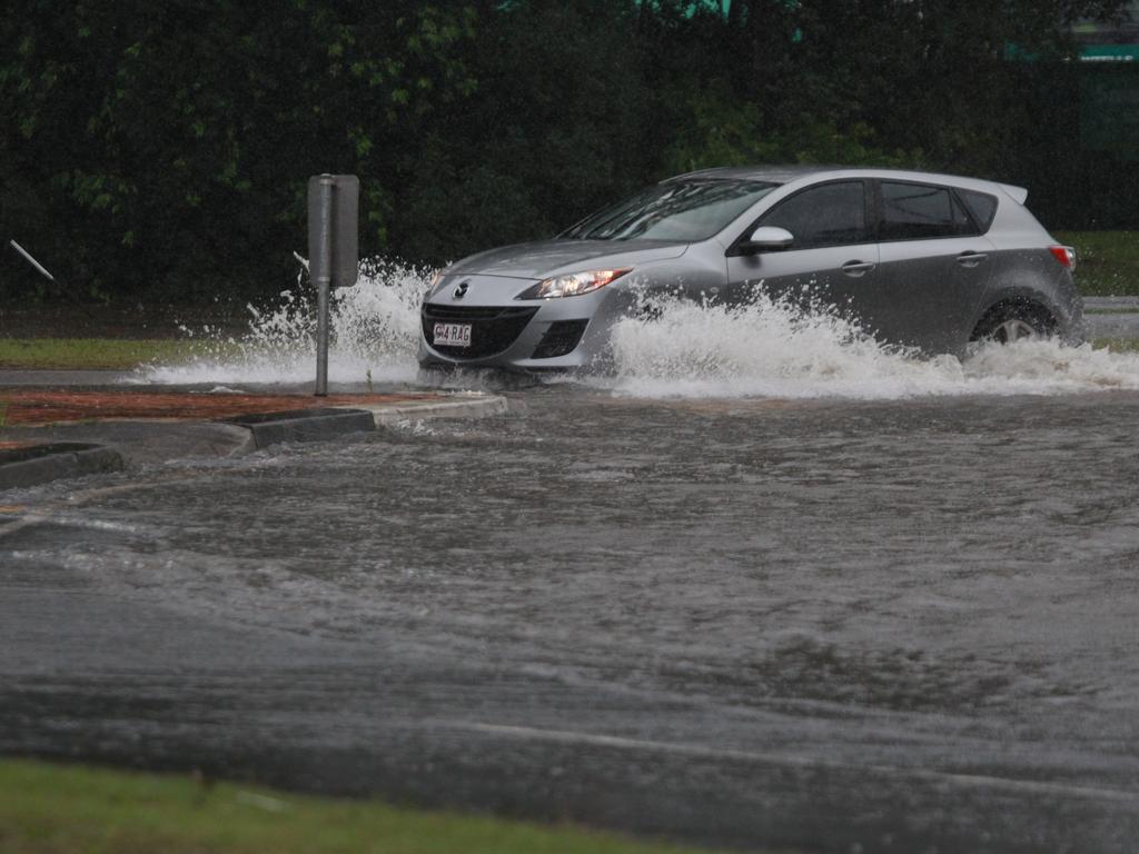 Cars during heavy down pores of rain on the Southern end of the Gold Coast. Picture: Mike Batterham