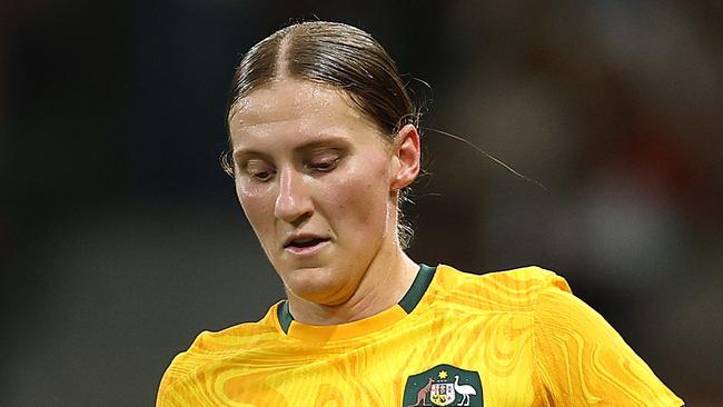 MELBOURNE, AUSTRALIA - DECEMBER 04: Natasha Prior of Australia controls the ball during the International Friendly match between Australia Matildas and Chinese Taipei at AAMI Park on December 04, 2024 in Melbourne, Australia. (Photo by Robert Cianflone/Getty Images)