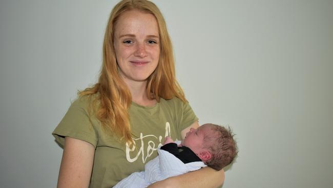 Lucie Santowski with her newborn baby Lucas Tucker who was the first baby born in Gympie this year. Picture: Kristen Camp