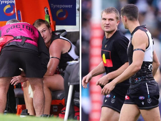Ollie Wines subbed out early against the Hawks. Photos: Getty Images