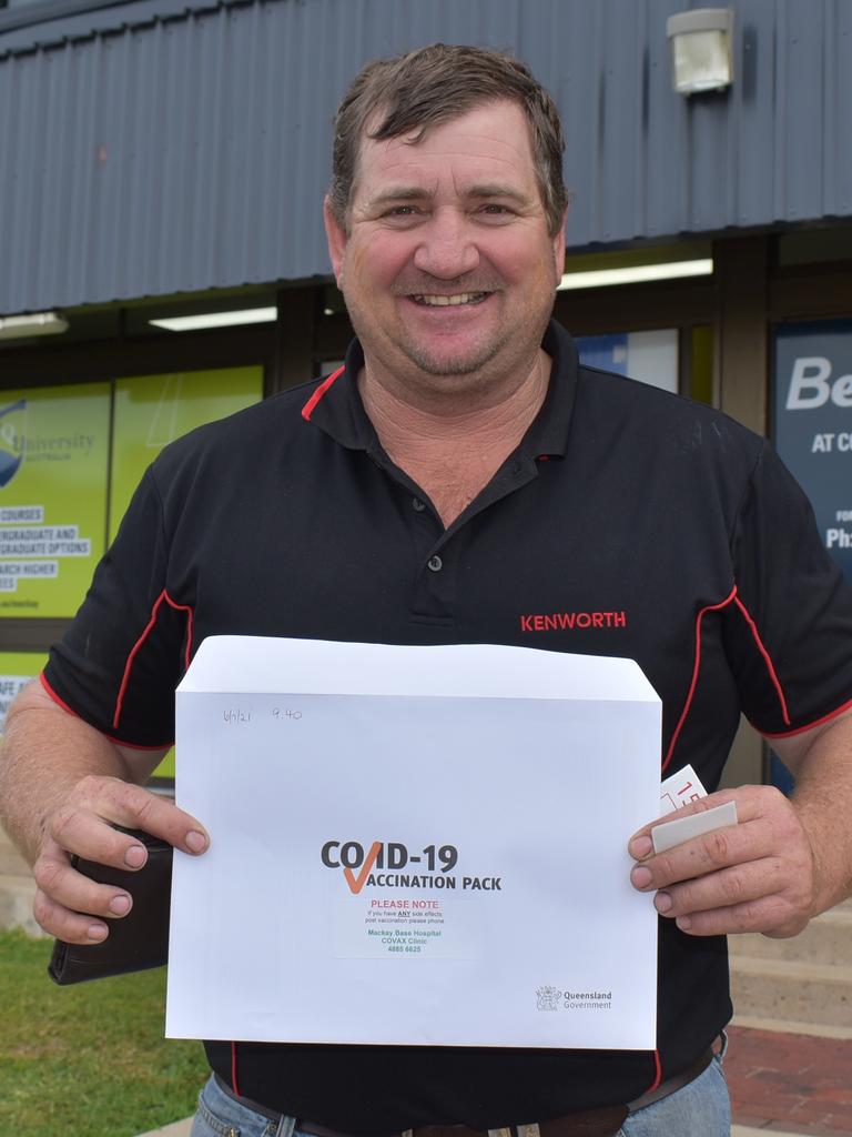 Jason Newitt at the Mackay Covid-19 vaccination hub at the CQ University city campus. Picture: Lillian Watkins