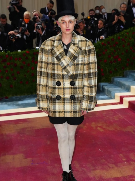The Crown star Emma Corrin felt like she was channelling the Babadook when she hit the Met Gala red carpet. Picture: Getty.