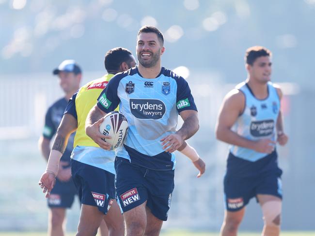 James Tedesco in good spirits. Picture: Brett Costello