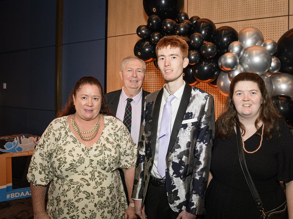The Duncan family of (from left) Shirley, Bruce, Lachlan and Mary-Rose Duncan at the Business disAbility Awards of Australia at Edmund Rice Cultural Centre, Saturday, May 17, 2025. Picture: Kevin Farmer