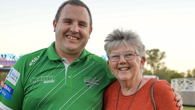 Mitchell Ohl, of Townsville, with Chris Rhodes, of Gladstone celebrating the 50th anniversary of Coppabella. Mr Ohl was born in the Bowen Basin town whereas Ms Rhodes raised two kids there. Picture: Heidi Petith