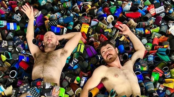 Archie and Bretz hosted a competition to make a ‘great wall of stubbies’, calling on the community for their help. Picture: Instagram / Power 100 Townsville