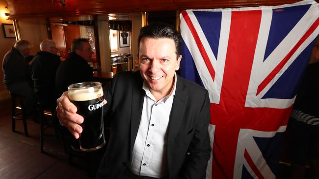 Senator Nick Xenophon announced that he is a dual British citizen at The British Hotel in North Adelaide, South Australia. Picture: Tait Schmaal.