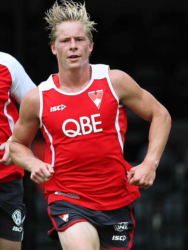 Isaac Heeney at Sydney training. Picture: Brett Costello