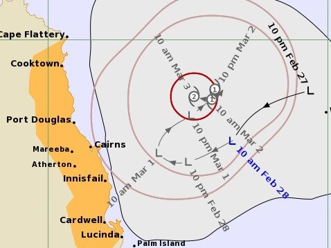 Forecast track map for low off FNQ coast. Picture: BOM