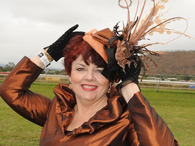 Maria Selwood, ( winner of Best Hat in Coffee Club Marquee) at the 2011 Townsville Ladies Day Races held at Cluden Park.