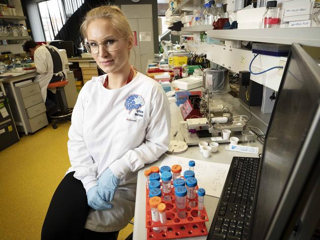 Dr Lila Landowski, in her role as Executive Director for the Australian Society for Medical Research, during the launch of a social media campaign calling for more funding into important medical research, in December 2020. Picture: CHRIS KIDD