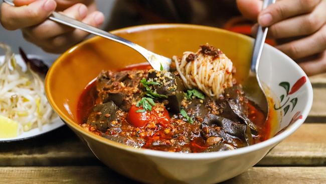 The spicy pork bone broth with rice vermicelli dish. Picture: Jenifer Jagielski