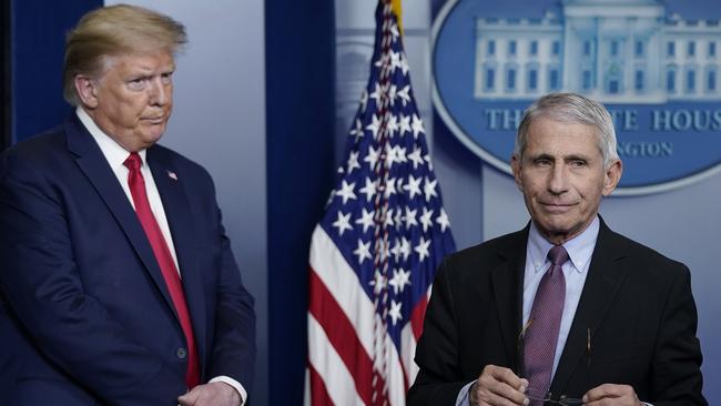 Donald Trump and Anthony Fauci at the White House in April last year. Picture: Getty Images