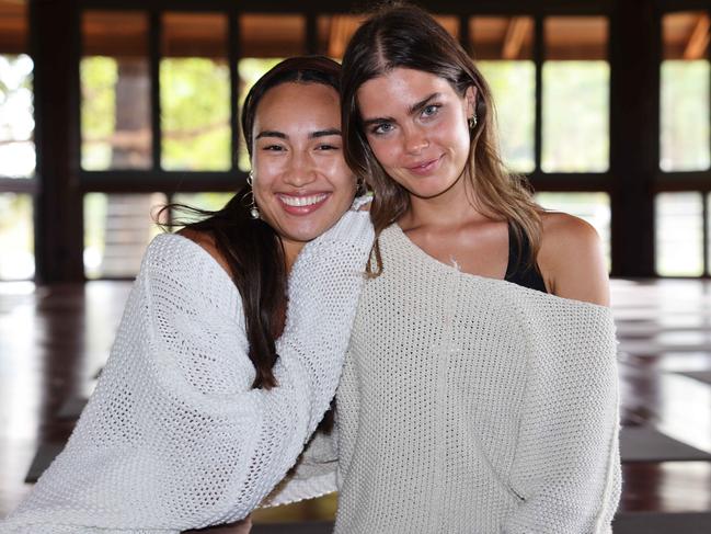 Demi MacCallum and Mia Kirwan at the INIKA Organic serum foundation launch at Gwinganna Lifestyle Retreat for Gold Coast at Large. Picture, Portia Large.