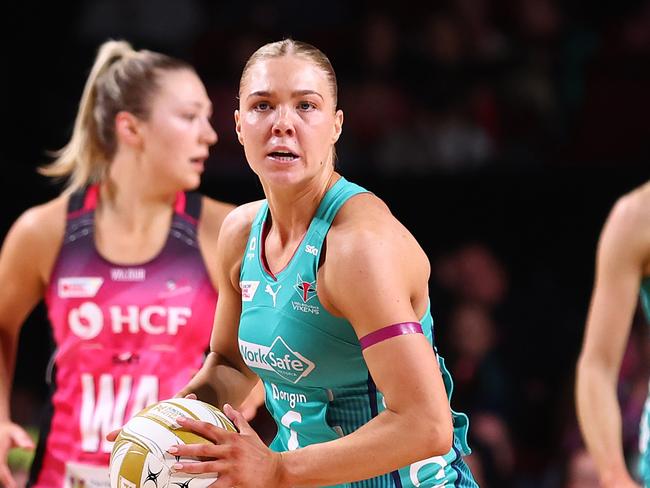 Kate Moloney controls possession for the Vixens.