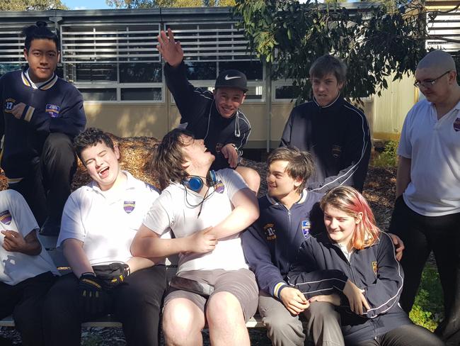 Wyndham College's filmmakers, back row, from left: Chad Llesis, Brodie Doorey, Alex Hopkins, Jesse Owen; Front: Eren Oz, Josh Krawcyzk Hamilton, Andrew Baird, Chris Wadey, Teea Beavan