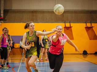 WINNER: Pink Ladies' Carly Cooper (right) up against Sophie Otten in a game at WIRAC. Picture: Samantha Bennett