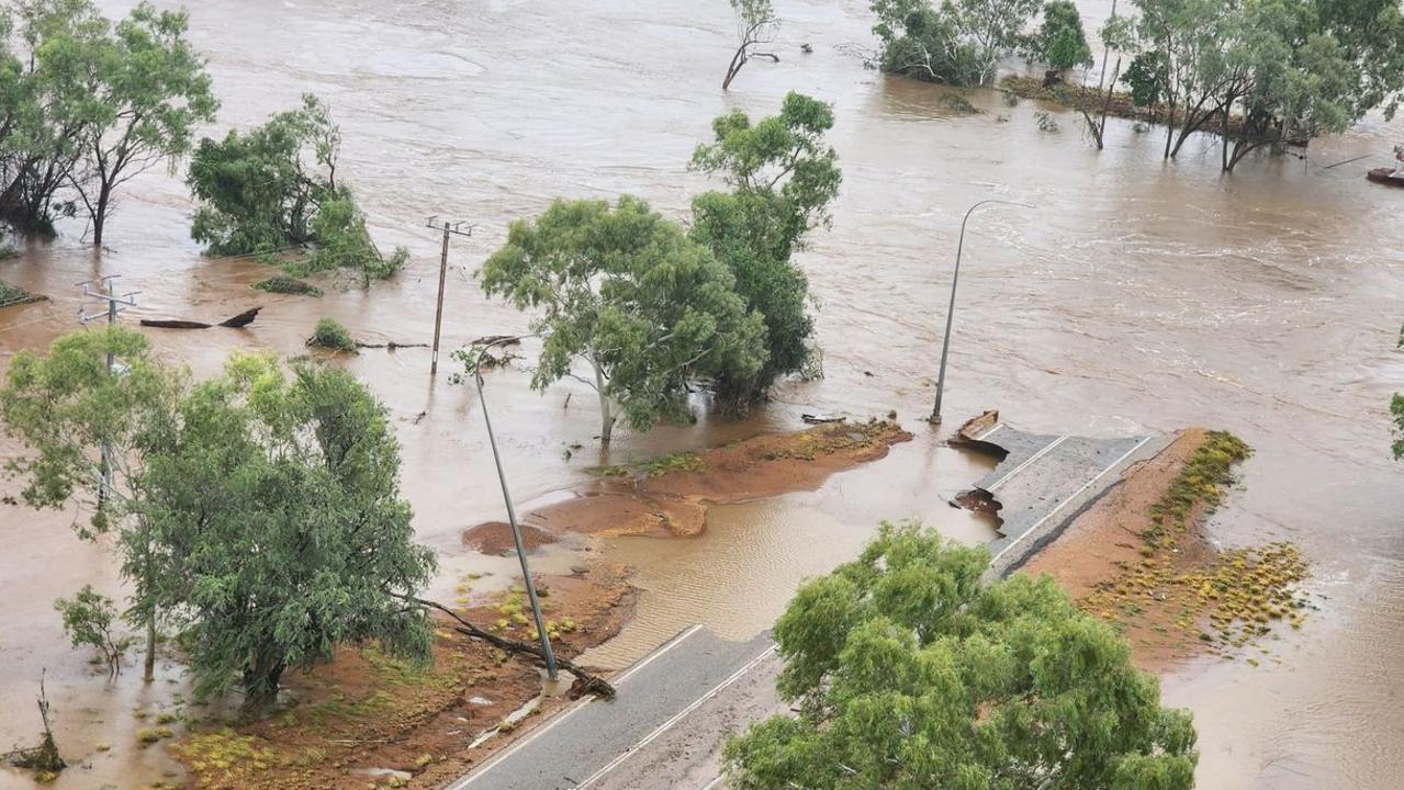 Great Northern Highway and the Fitzroy Crossing Bridge in WA have been badly damaged as a result of floodwaters associated with ex-tropical Cyclone Ellie. Picture: January 7 2023, Main Roads WA