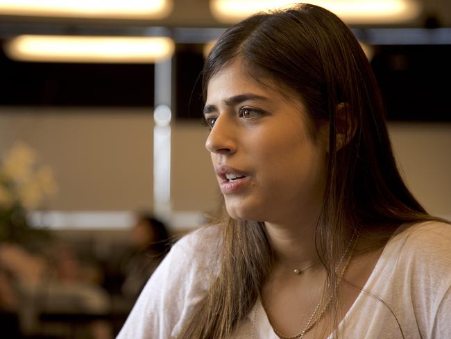 Anat Shoshany, a 25-year-old accountant at EY, speaking to The Australian at the Tel Aviv headquarters used by families of the hostages.