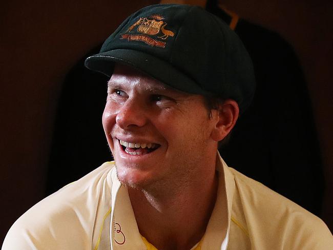 Australian captain Steve Smith with the urn in the dressing rooms of the SCG after winning the The Ashes defeating England 4-0 in the series. Picture. Phil Hillyard