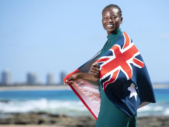 Netball star Peace Proscovia has found a new life on the Sunshine Coast. Pictures: Lachie Millard