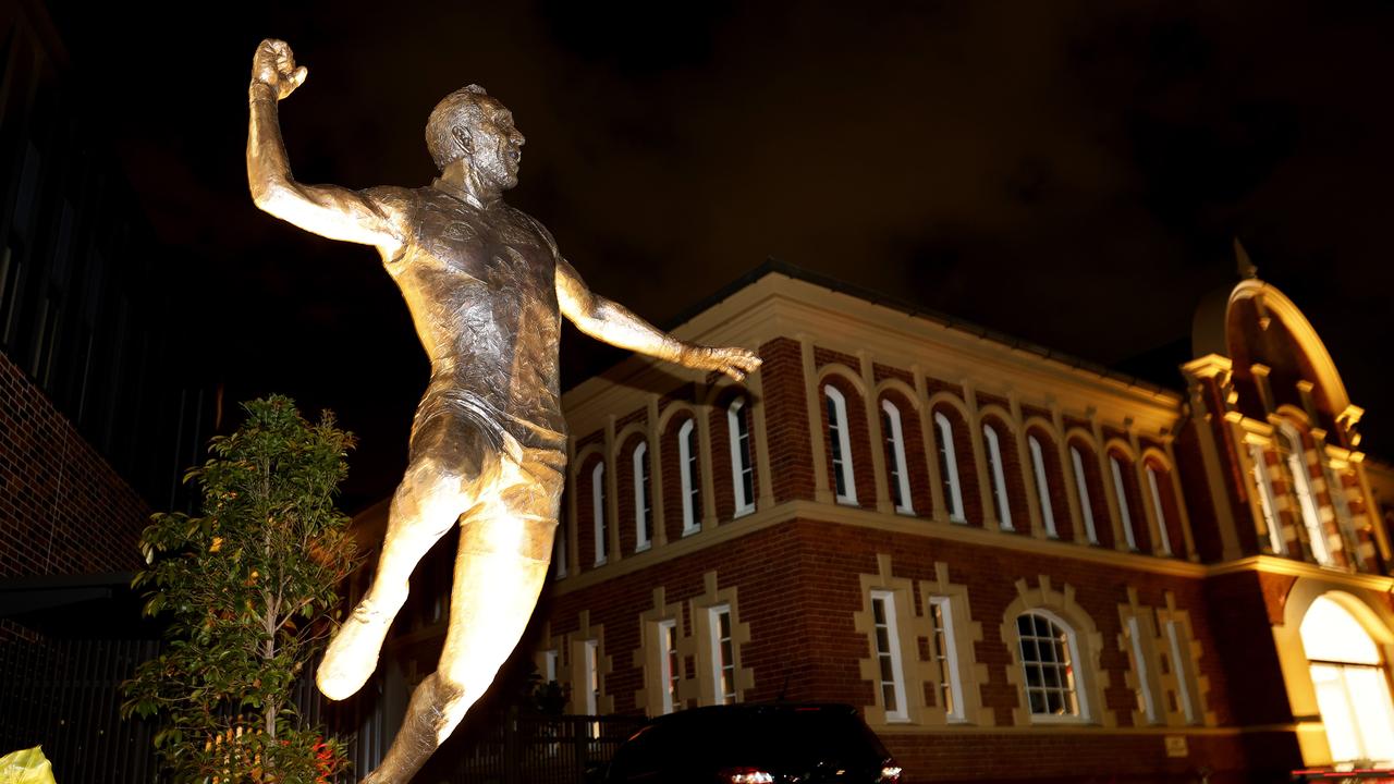 Sydney unveiled a sculpture honouring Goodes on Friday ahead of its Marn Grook match against Carlton at the SCG. Picture: Phil Hillyard