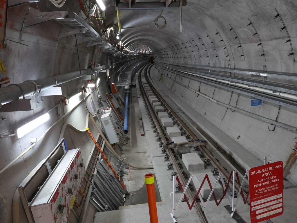 Inside the new Woolloongabba Cross River Rail Station. Picture: Liam Kidston