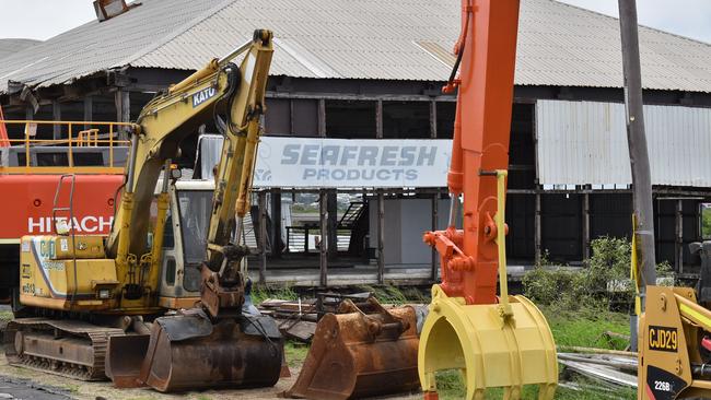 Heavy machinery onsite at the former Seafresh shed on River St before it was demolished. Picture: Tara Miko