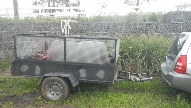 Police released this image of a distinctive trailer with a large oil tank, hose and pump after an act of sabotage at Flemington Racecourse on Cup Day. Picture: Victoria Police