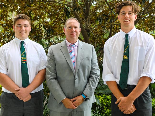 St Augustine's College, Brookvale's Vice Captain Samuel Eden, Principal Jonathan Byrne and College Captain Joshua Seward. Picture: St Augustine's College