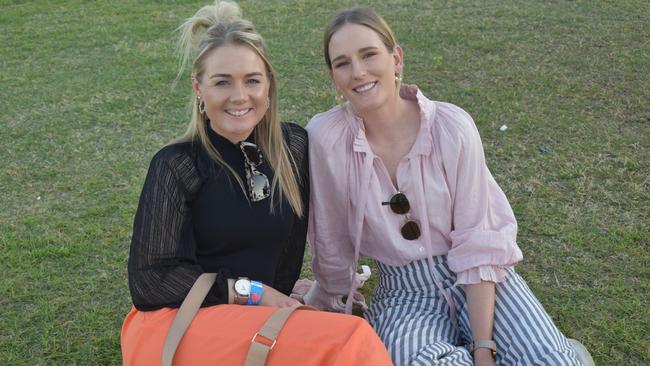 Sophie and Lilian at the Roma Rugby Races at Bassett Park on Saturday June 24, 2023. Picture: Chloe Cufflin.