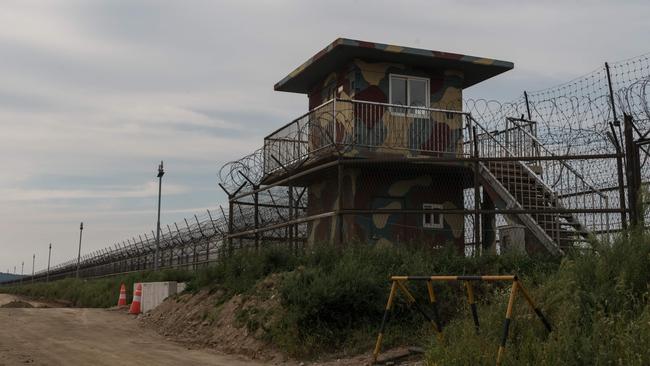 A South Korean military outside the Demilitarized zone (DMZ). Picture: 2GB