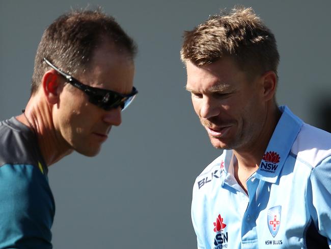 Justin Langer will have a big say on whether David Warner makes it back into the Australian team. Picture: Getty Images