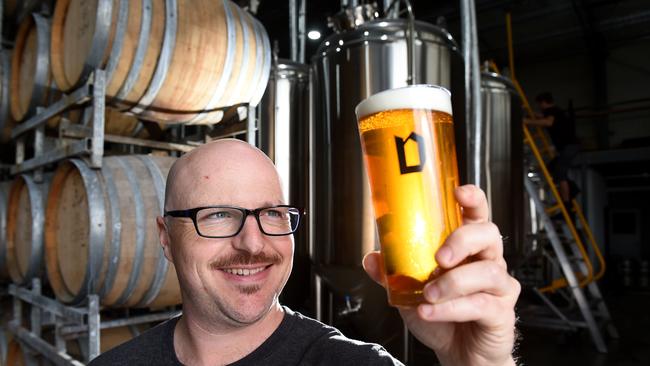 Dan Dainton at his Carrum Downs micro brewery 'Dainton Family Brewery'. Picture: Jason Sammon