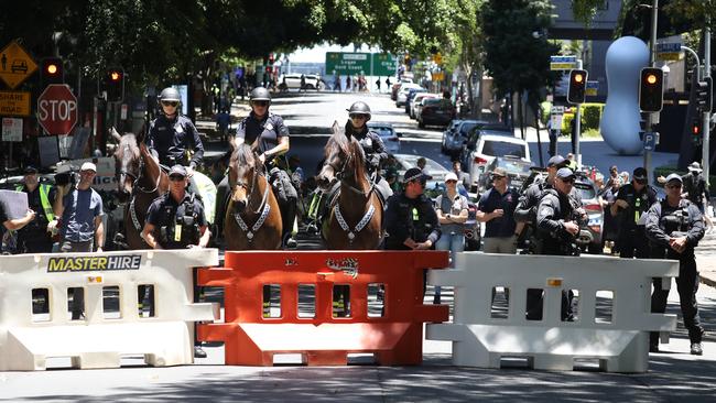 The Freedom Rally in the Brisbane CBD on Saturday. Picture: Annette Dew