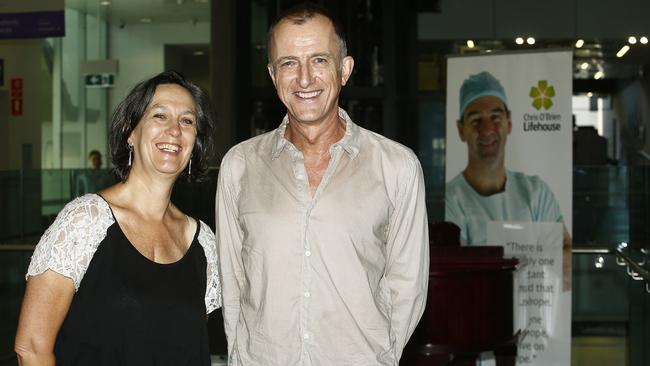 Patient and artist from the Arterie program Paula Broom with 2001 Archibald prizewinning artist, Nicholas Harding, who has also been a patient at the Chris O'Brien Lifehouse. Picture: John Appleyard