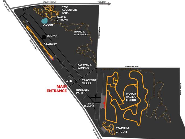 The map of The Bend Motorsport Park.