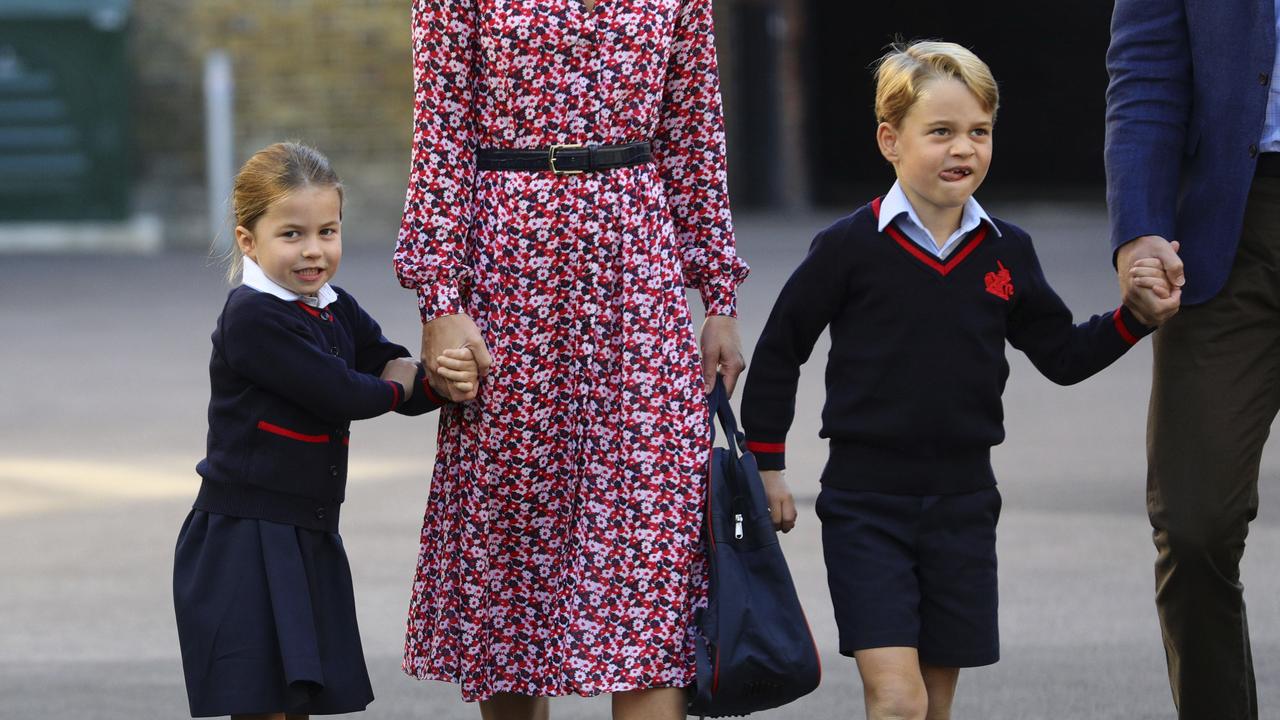 A nervous but excited Princess Charlotte. Picture: AP.